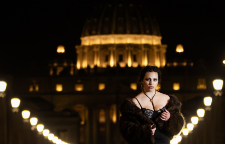 Evening portrait near St. Peter’s Basilica, Rome Evening portrait in Rome with St. Peter’s Basilica in the background
