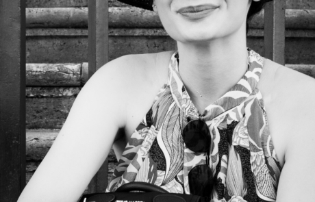 Relaxed portrait session in Rome Woman wearing a hat during a relaxed portrait session in Rome